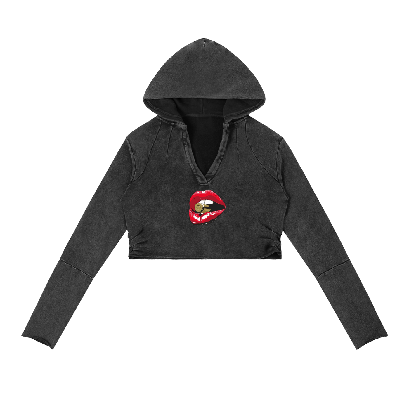 Lips kolder Vintage Washed Raw Edge Hoodie