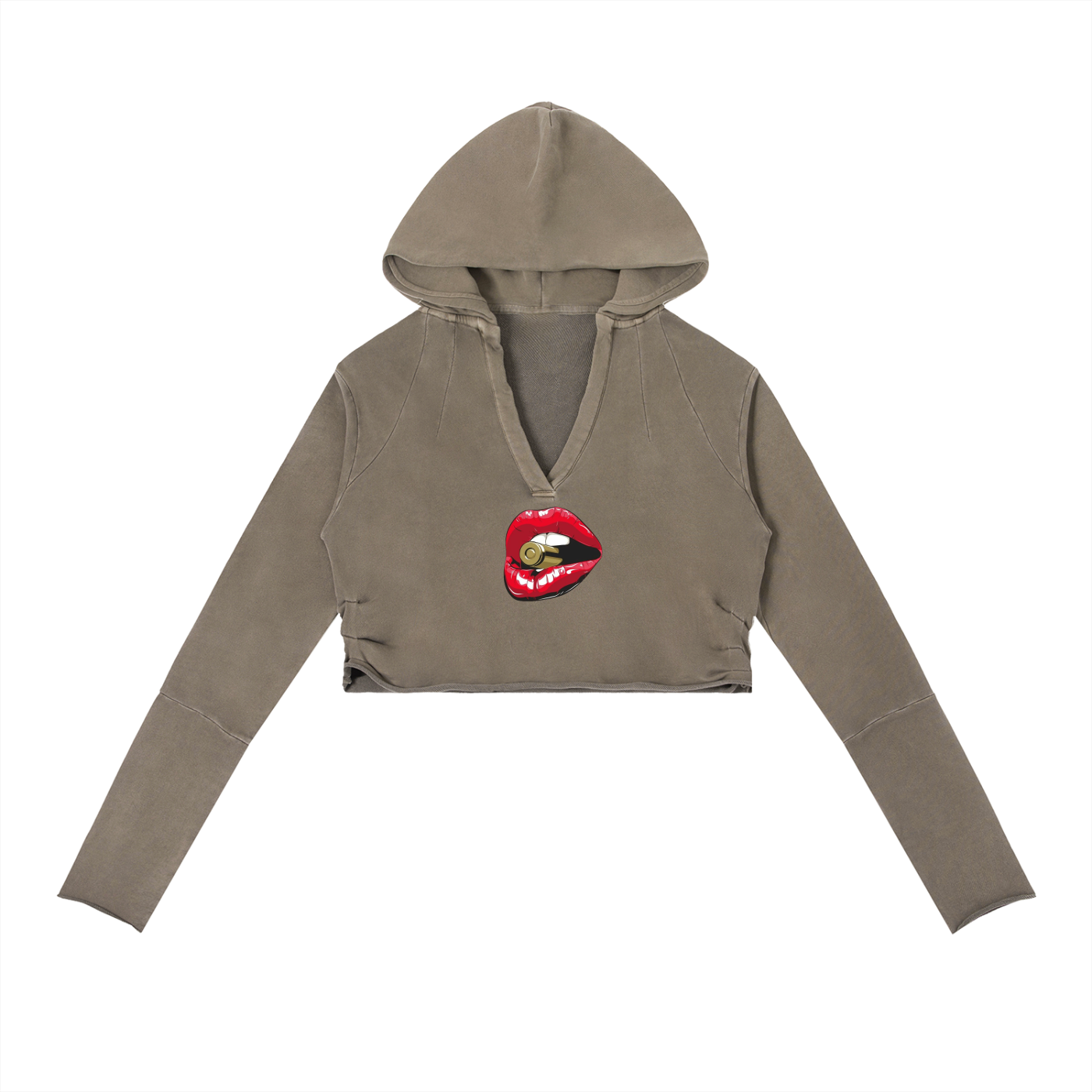 Lips kolder Vintage Washed Raw Edge Hoodie