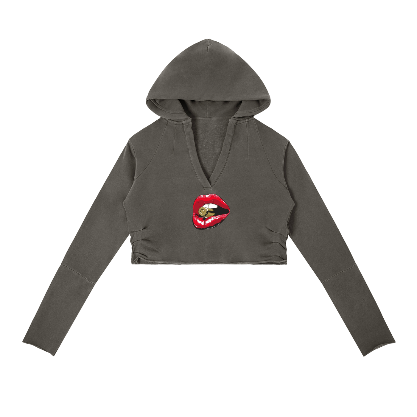 Lips kolder Vintage Washed Raw Edge Hoodie