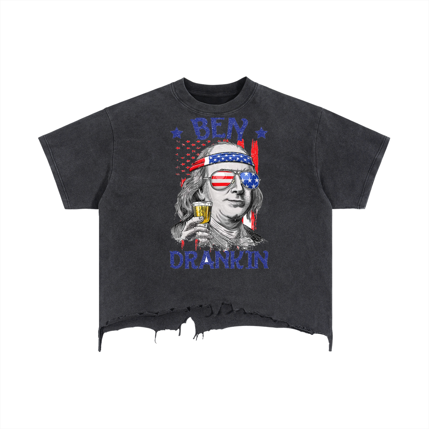 Vintage Wash Boxy Distressed Hem T-Shirt