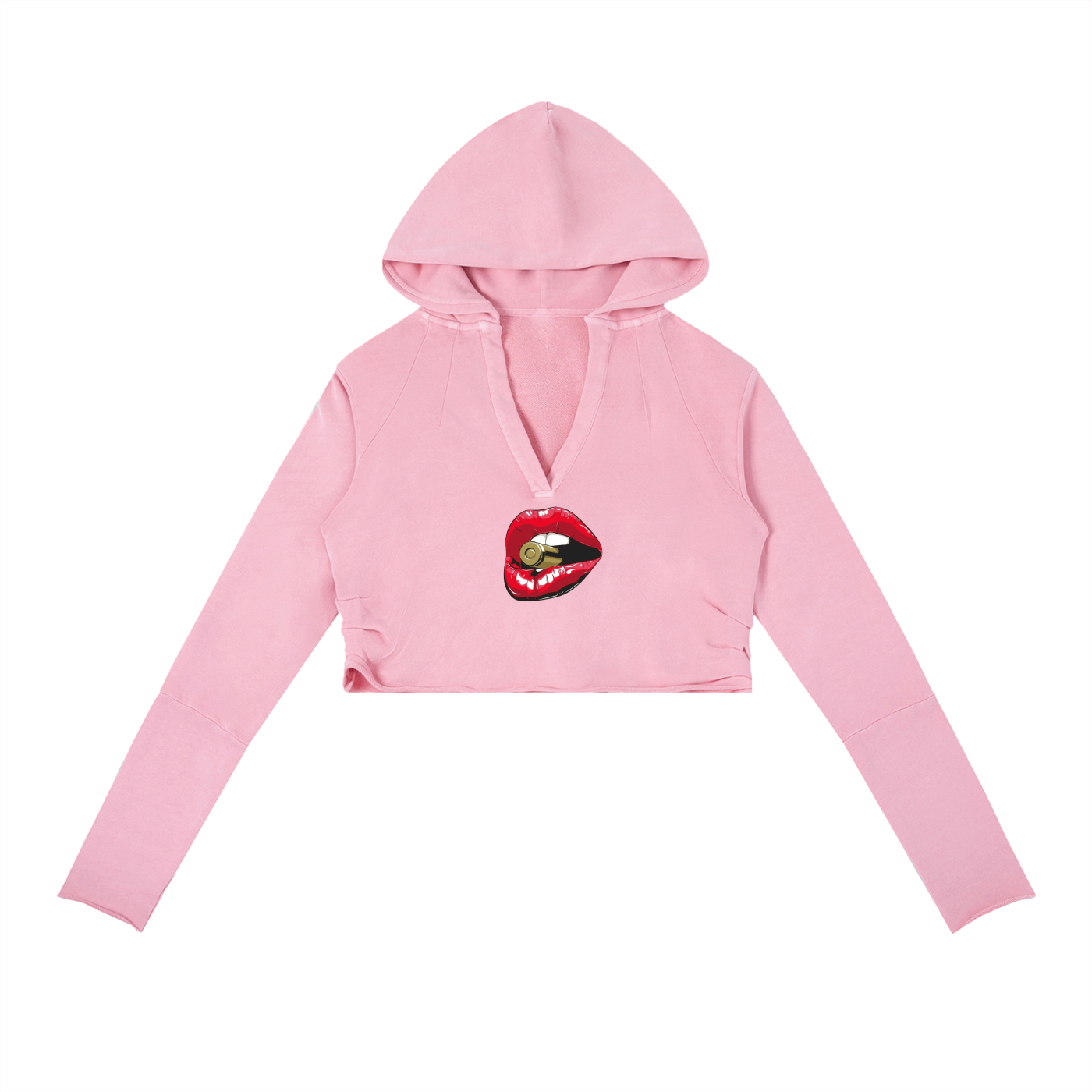 Lips kolder Vintage Washed Raw Edge Hoodie